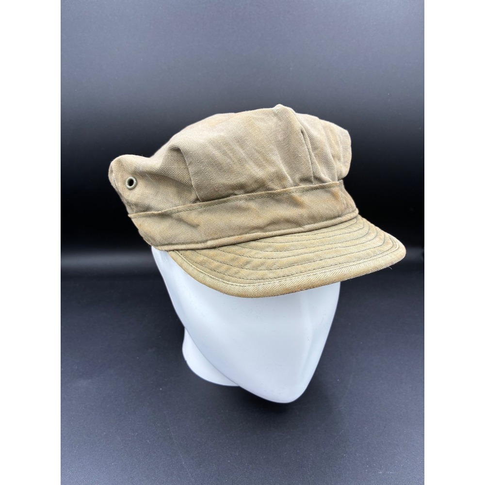 Vintage Herringbone Twill HBT Military Utility Cap Patrol Hat Olive Drab Khaki